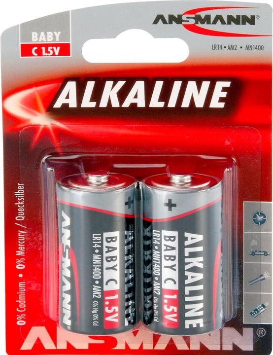 Ansmann RED LINE - Batterie 2 x C - Kohlenstoff (2 Stk., C / Baby / LR14 / R14, 7000 mAh)