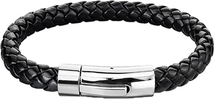 Immagine prodotto Star Piercing Bracciale in ecopelle nero con chiusura in argento (19 cm, senza ottone)