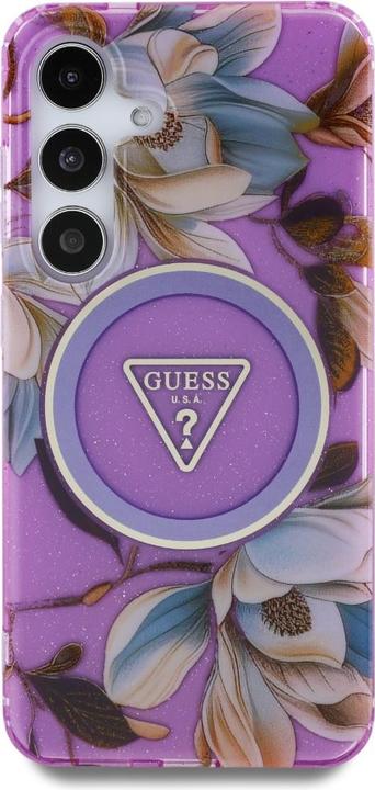 Image du produit Guess Etui Glitter Flowers Triangle Buttons MagSafe do Samsung Galaxy S25 fioletowy (Samsung Galaxy S25)