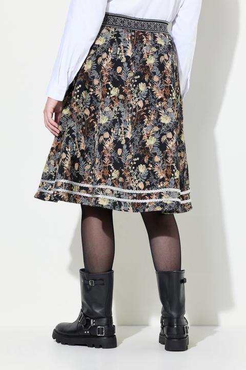 Produktbild Ulla Popken Jacquard-Midirock, A-Linie, Elastikbund, Glitzerkordel (62)
