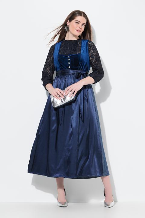 Produktbild Ulla Popken Dirndl, Stretch-Samt, Carré-Ausschnitt, ärmellos (54)