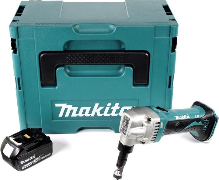 Actual product image Makita DJN 161 T1J 18V Battery Nibbler Shears + 1x Battery 5,0Ah + Makpac - without charger