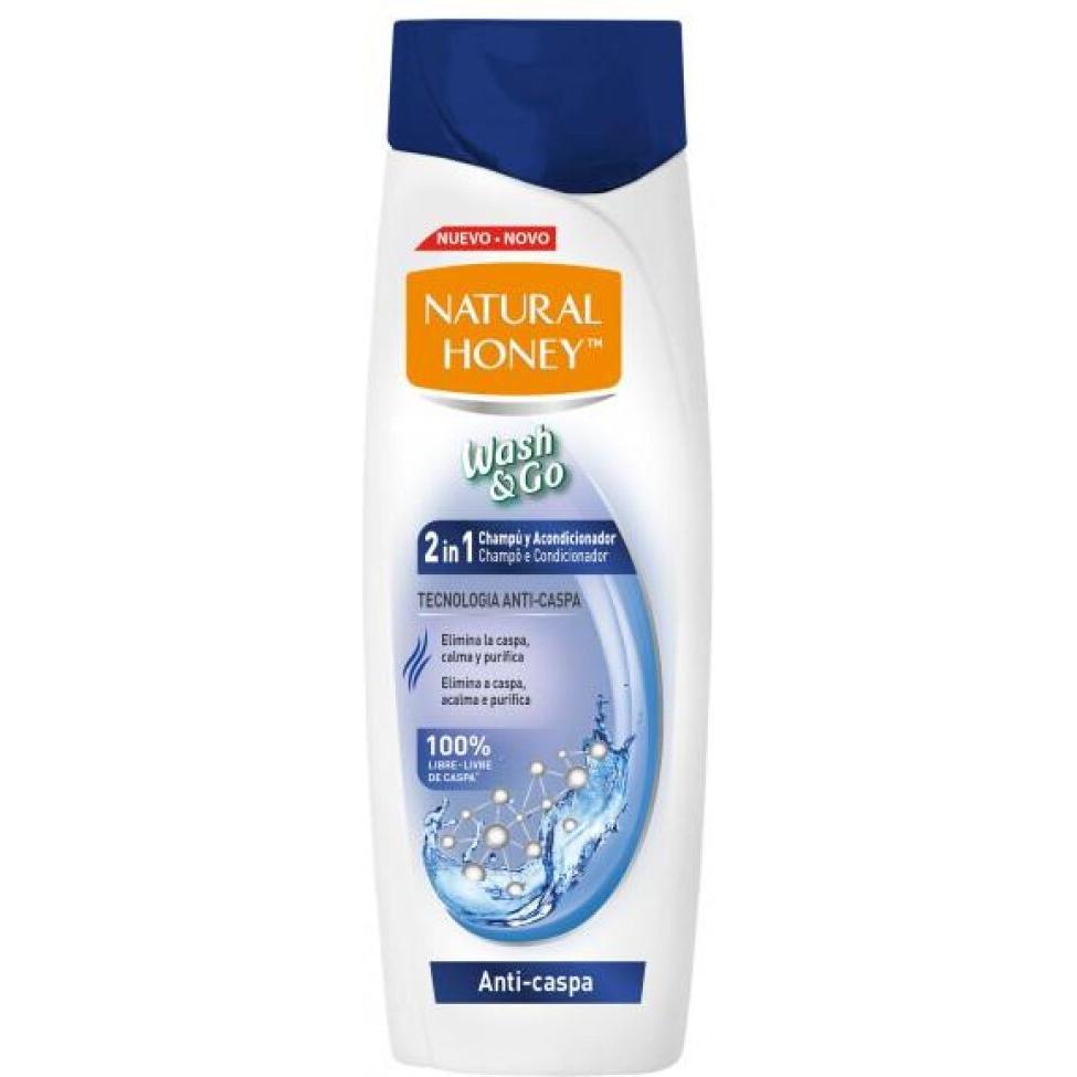Natural Honey, Shampoo, WASH & GO 2 en 1 champú y acondicionador 330ml (330 ml, Flüssiges Shampoo)