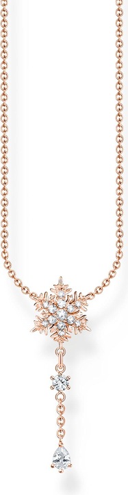 Produktbild Thomas Sabo Halskette Schneeflocke mit Weissen Steinen Roségold (925er Silber, 40 - 45 cm)