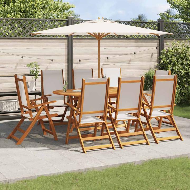 Actual product image vidaXL Garden furniture dining set garden set 9-piece solid wood acacia textilene (160 cm)
