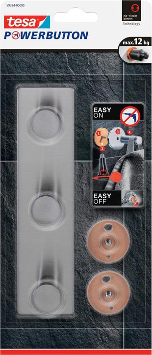 tesa Powerbutton Hook Strip Classic