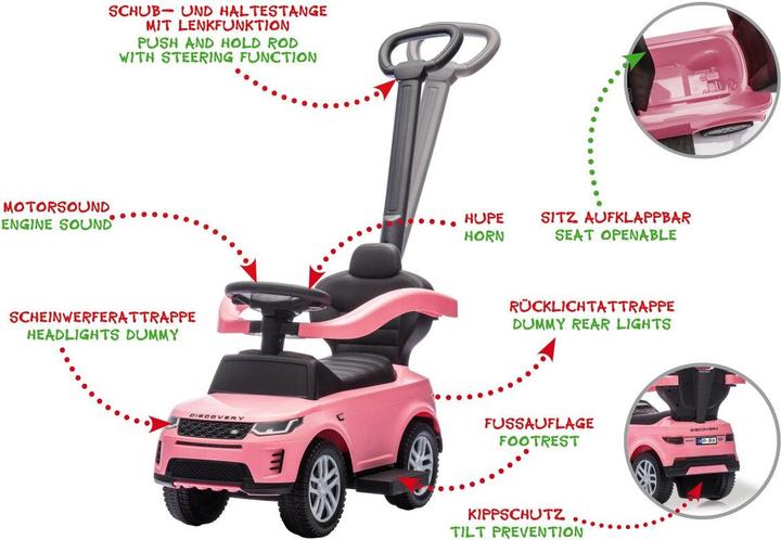 Actual product image P!nk Rutscher Land Rover Discovery pink 3in1