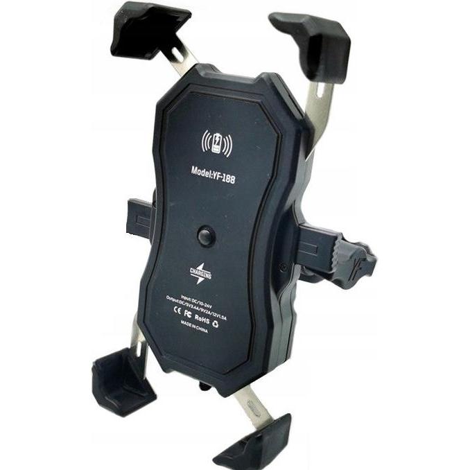 FreedConn Motorrad-Telefonhalter Mc1w Mit Induktivem Ladegerät + Bm2r Steuerrohrbefestigung, Smartphone Halterung, Schwa...