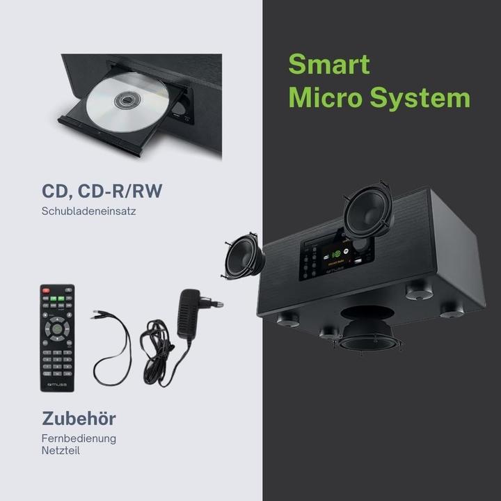 Produktbild Muse Smartes Mikrosystem mit DAB+, Internetradio, CD, Spotify und Bluetooth in Holzdesign (Bluetooth, CD Player)