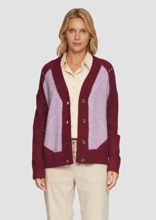 Produktbild S.Oliver Strickjacke Oversized Wollmix-Strickjacke mit Argyle-Muster (36)