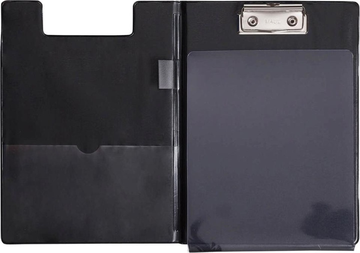 Actual product image Maul Writing case with foil cover, DIN A5, black with lid and inside pocket, made of cardboard with (15 x 21 cm)