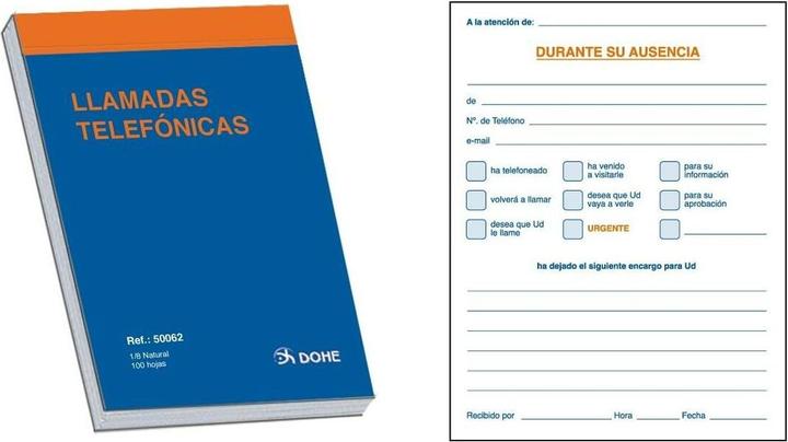 Dohe Telefonbuch Anrufprotokoll 50062 1/8 100 Blatt 10 Stücke (100 x)