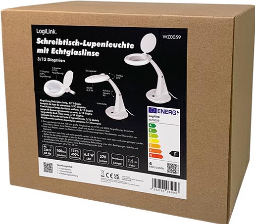 Produktbild LogiLink lupenleuchte für den schreibtisch 3 & 12 dioptrien