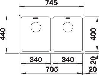 Actual product image Blanco Andano 340/340-U (Undermount sink, 44 cm, 74.50 cm)