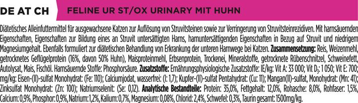 Nährwerte und Zutaten Purina ONE PPVD UR St/Ox Urinary Chkn Cat1.5kg (Adult, 1 Stk., 1500 g)