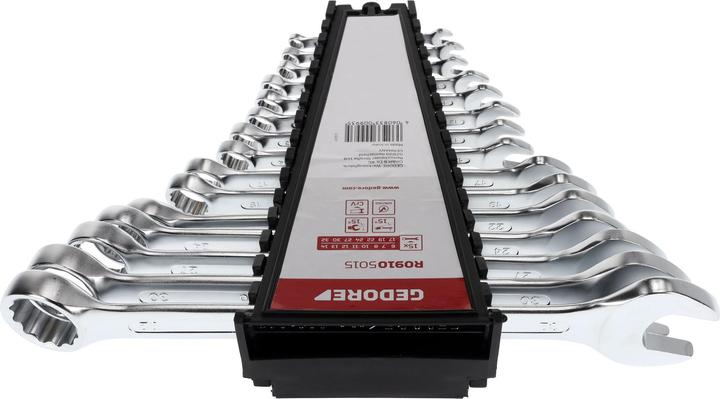 Actual product image Gedore Red red Combination spanner set, 15 pieces, SW 6-32, chrome vanadium steel, silver (32 mm, 19 mm, 6 mm, 12 mm, 24 mm, 14 mm, 22 mm, 16 mm, 23 mm, 10 mm, 21 mm, 18 mm, 27 mm, 7 mm, 31 mm, 17 mm, 11 mm, 15 mm, 26 mm, 30 mm, 8 mm, 28 mm, 9 mm, 29 mm, 13 mm, 20 mm, 25 mm)