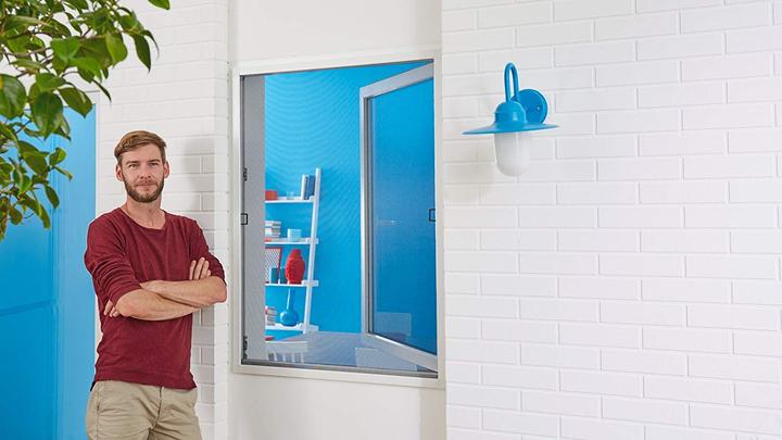 Actual product image tesa Insect screen Alu COMFORT for windows, with aluminium frame, without drilling (120 x 150 cm)