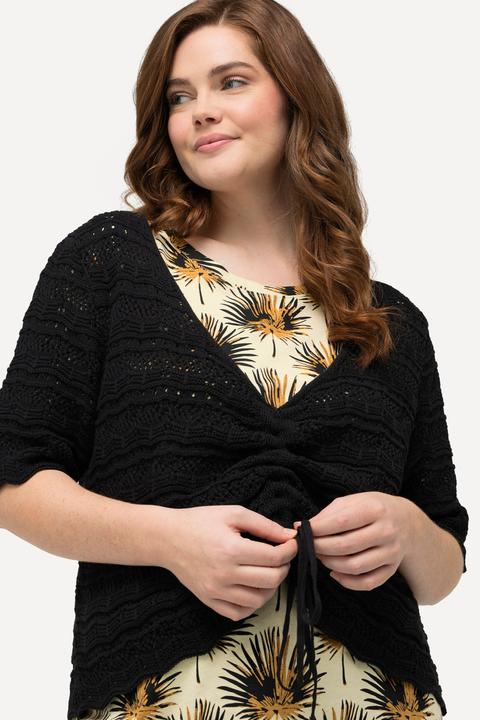 Produktbild Ulla Popken Pullover, Raffband, V-Ausschnitt, Halbarm (50, 52)