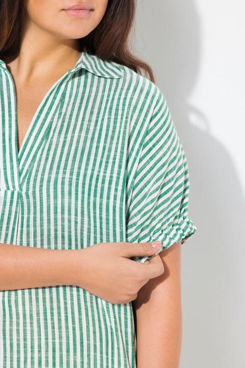 Immagine prodotto Ulla Popken Abito in misto lino dal taglio oversize con righe, collo da camicia e mezze maniche (50, 52)