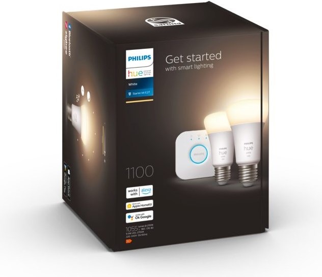 Image du produit Philips Hue White Starter Set (E27, 9.50 W, 1055 lm, 2 x, F)