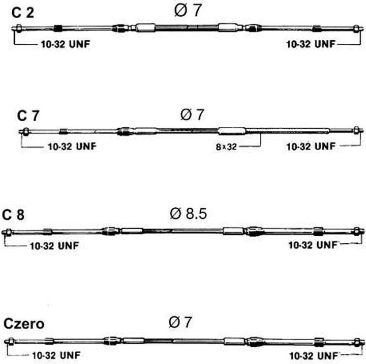 Actual product image Ultraflex UF motor control cable C2