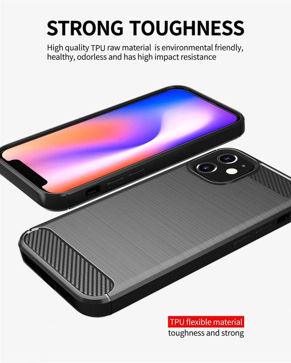 Produktbild Cadorabo TPU Ultra Slim carbon edelstahl Kombi Cover (Apple iPhone 12 mini)