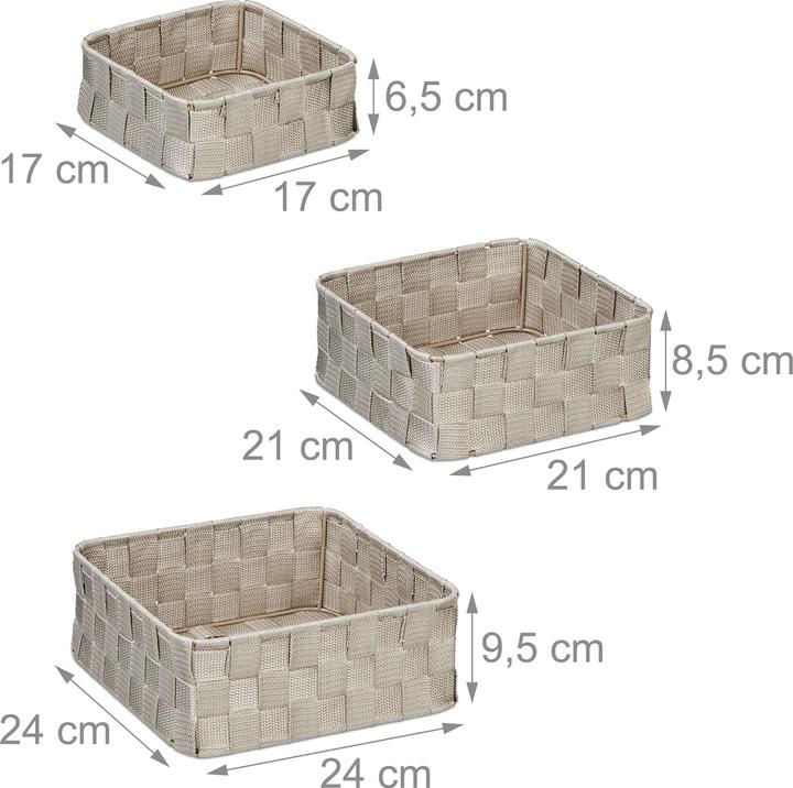 Actual product image Relaxdays 3x storage basket (1 x, 24 x 24 x 9.5 cm)