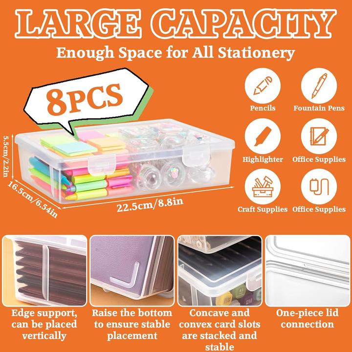 Actual product image Stapelbare Aufbewahrungsbox für Büromaterial, 8 Stück