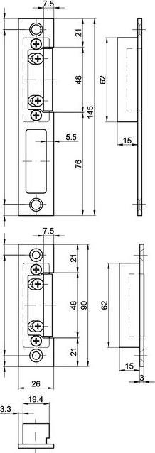 Actual product image MSL Steel frame latch strike plates BV-24421 VariFlex (Striking plate)