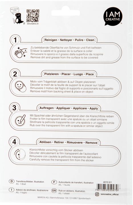 Valeurs nutritives et ingrédients I Am Creative Rub on Sticker