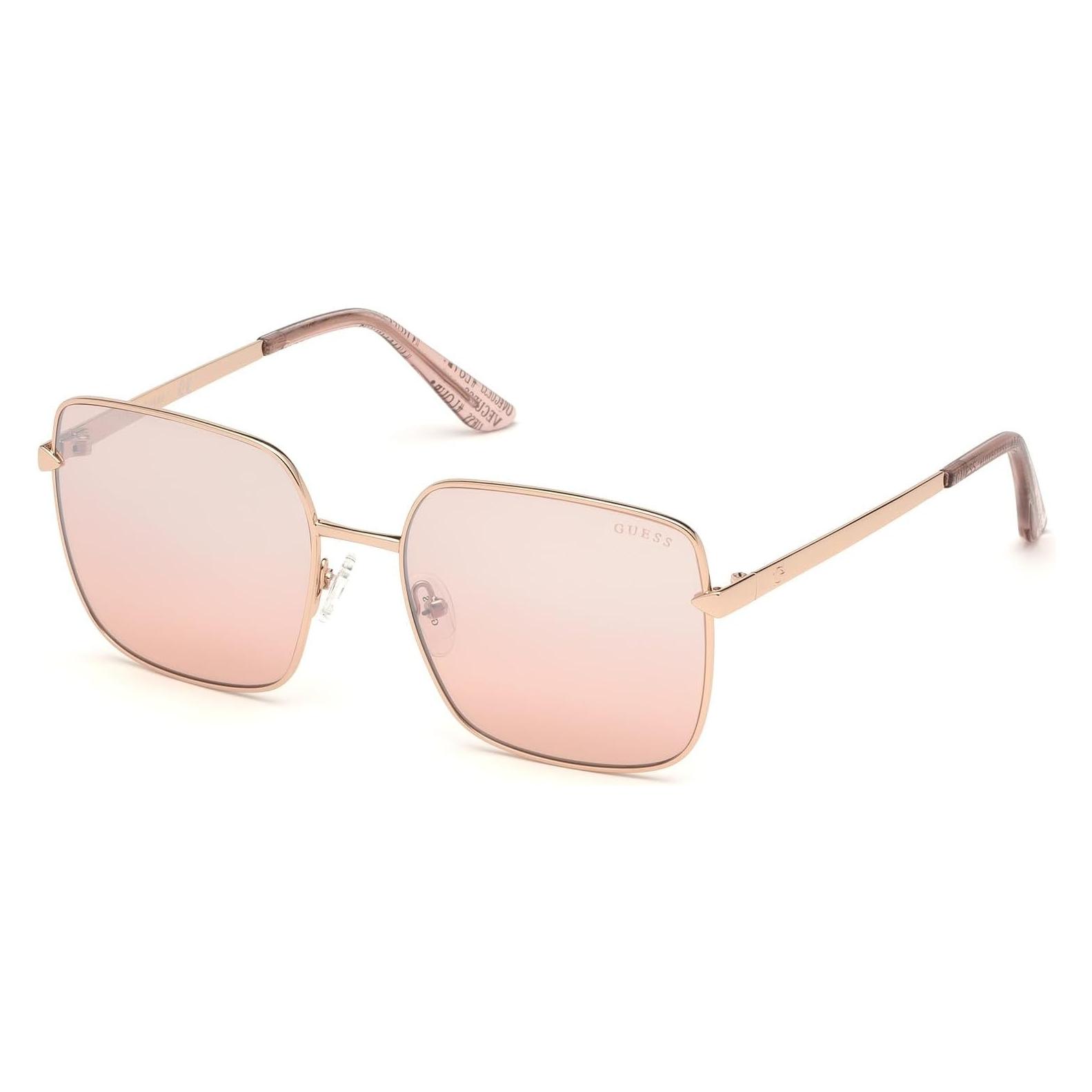 Guess, Unisex, Sonnenbrille, GU7615 Designer Reading Glasses Glossy Rose Gold Pink Pilot 56mm