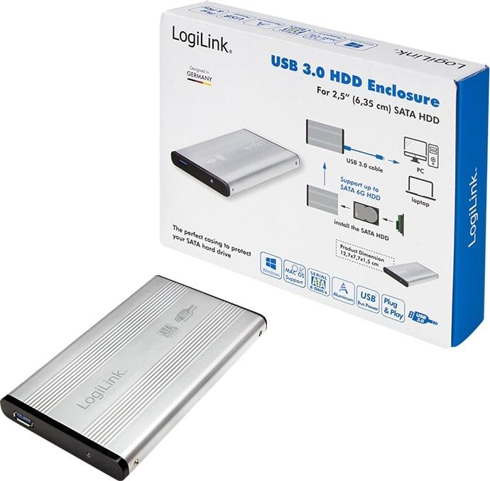 Image du produit LogiLink UA0106A - Boîtier pour disque dur 2,5 SATA USB 3.0 Argent (2.5")