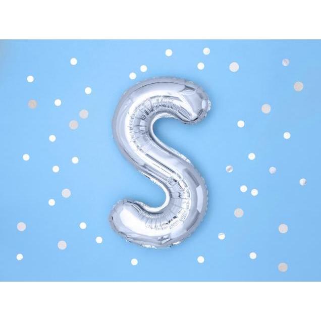 Thumbnail - Partydeco Ballon Brief "S" in Silber