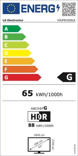 Energie-Label LG TV 43UP81009 LA 43 UHD LED-TV (43", LCD, 2021)