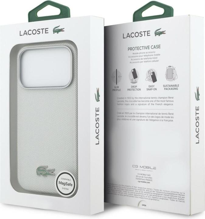 Produktbild Lacoste Case Semi Wrap Petit Pique MagSafe for iPhone 17 Pro Max light grey (Apple iPhone 17 Pro Max)