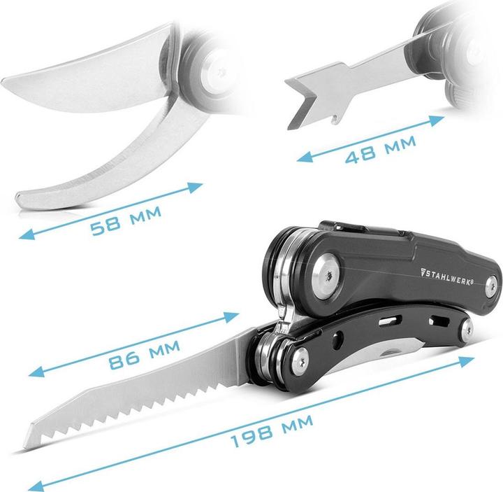 Actual product image Stahlwerk Multitool 5 Tools Pocket knife Multifunctional tool Garden shears (5 Functions)
