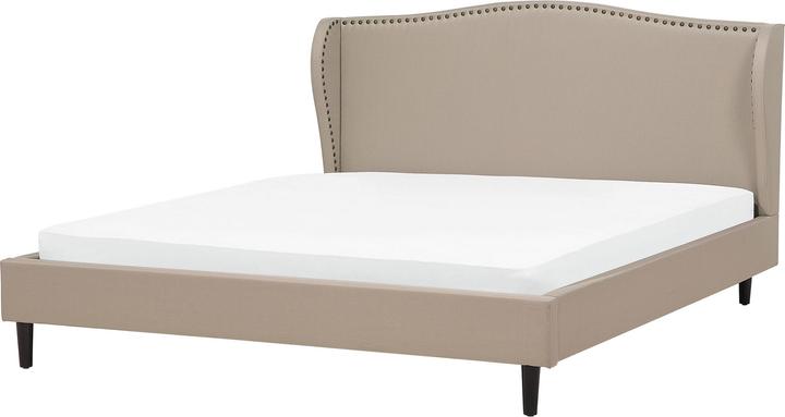 Actual product image Beliani Upholstered bed linen look beige slatted frame 180 x 200 cm COLMAR (180 x 200 cm)