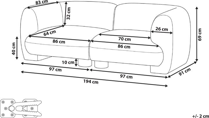 Actual product image Beliani Mjalbi (2 person sofa)