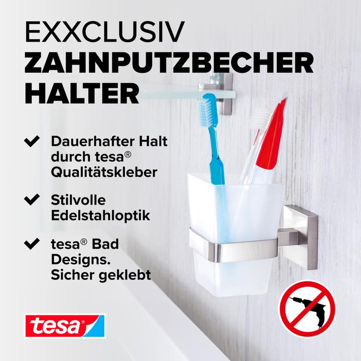 Actual product image tesa EXXCLUSIV toothbrush tumbler incl. adhesive solution without drilling