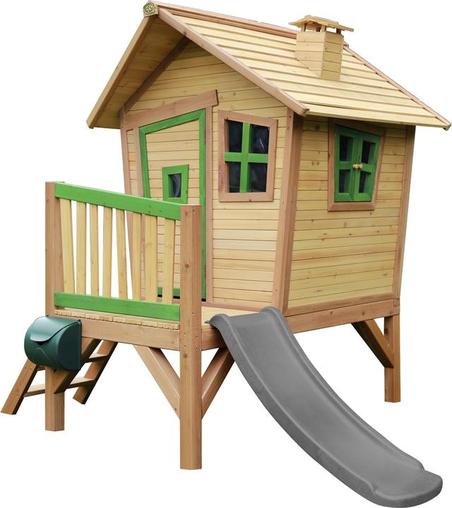 Produktbild Axi Robin Speelhuis in Bruin/Groen - Met Verdieping en Grijze Glijbaan - Speelhuisje voor de tuin / buit