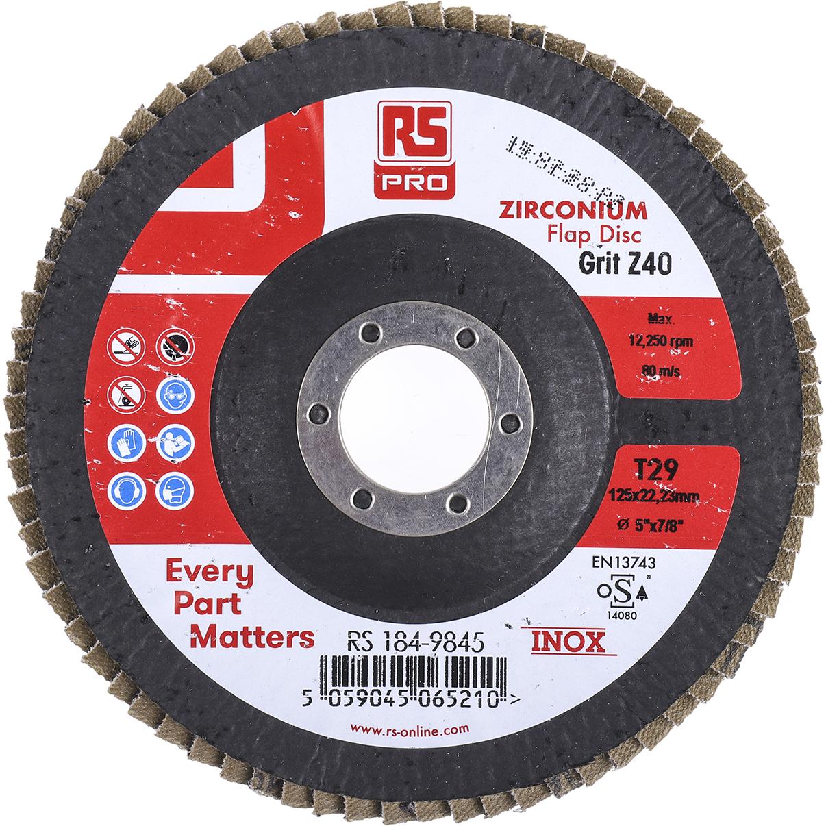 Thumbnail - Rs Pro, Schleifmittel, Zirkoniumdioxid Lamellenscheibe Ø 125mm, Korngrösse P40 (P40)