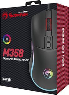 Actual product image Marvo M358 Mouse wire, black, 7200DPI, EOL (Cable)