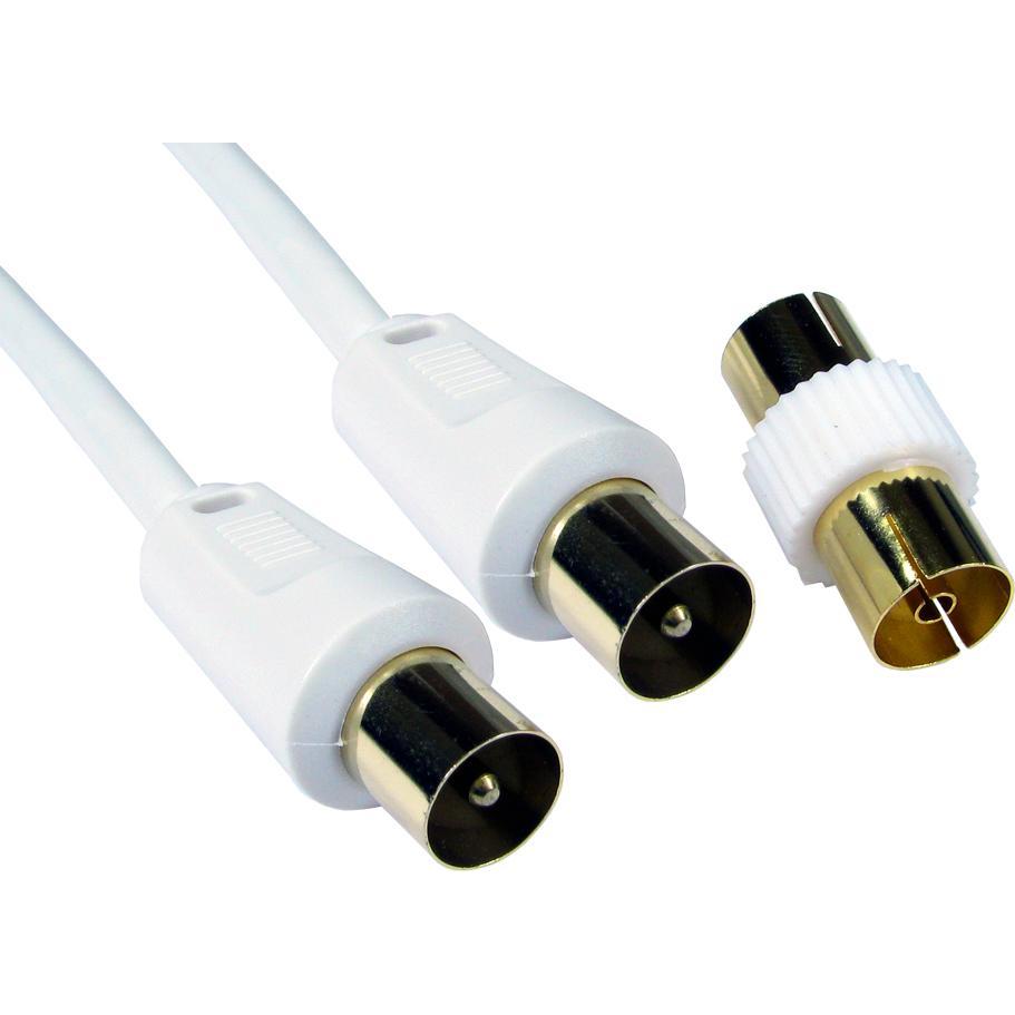 Cables Direct CDL 2m TV Cable+Female Coup -White (Antennenkabel), Antennenkabel