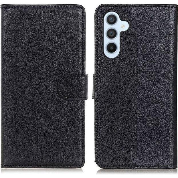 MU Classic Litchi Leder Bookcover Series (Samsung Galaxy A54 5G), Smartphone Hülle, Schwarz