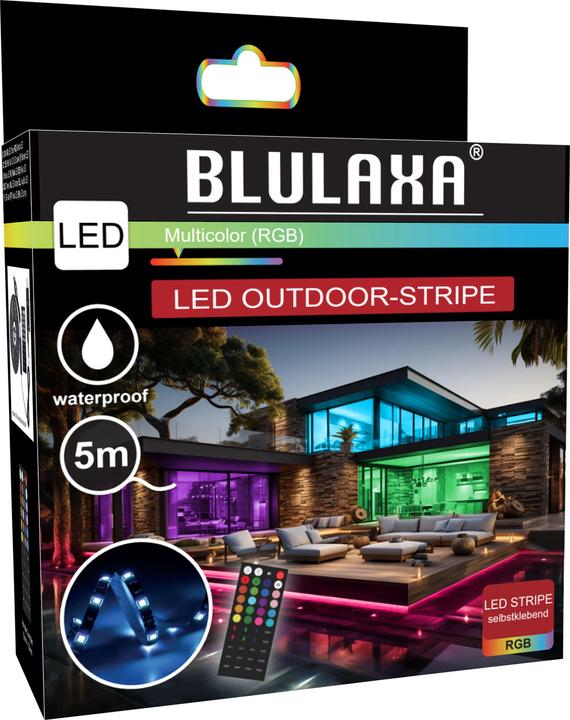 Actual product image Blulaxa LED Strip 50954, 5m, 18W, 150lm, RGB, Fernbedienung, IP44 (RGB, 500 cm, Outdoor)