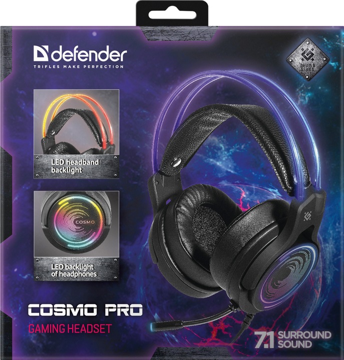 Produktbild Defender Cosmo Pro Headset Wired Head-band Gaming Black (Kabelgebunden)