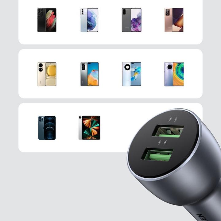 Actual product image Ugreen Dual USB Car Charger QuickCharge 3.0 36 Watt