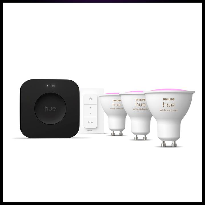 Produktbild Philips Hue Starter Kit Bridge Pro + LED White & Color Ambiance (GU10, 400 lm, 3 x, E)