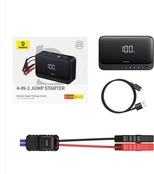 Produktbild Baseus Super Energy Car Jump Starter, 600A czarny (600 A, 3000 mAh)