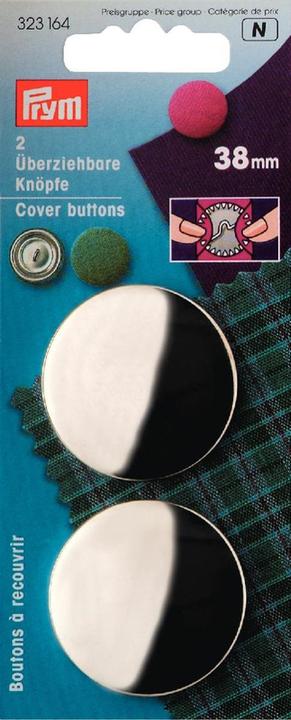 Actual product image Prym Knob Pull-over, without tool, silver 38 mm, card 2 pcs.